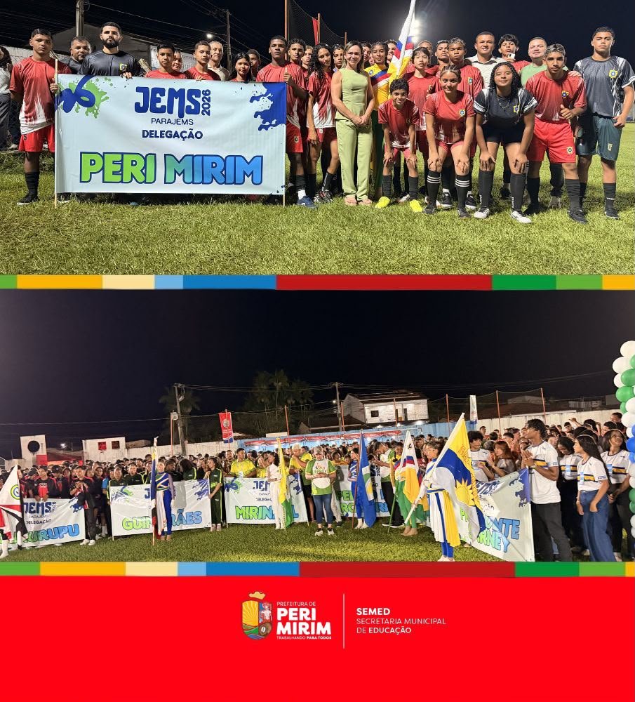 Delegação de Peri Mirim no desfile de abertura dos JEMS