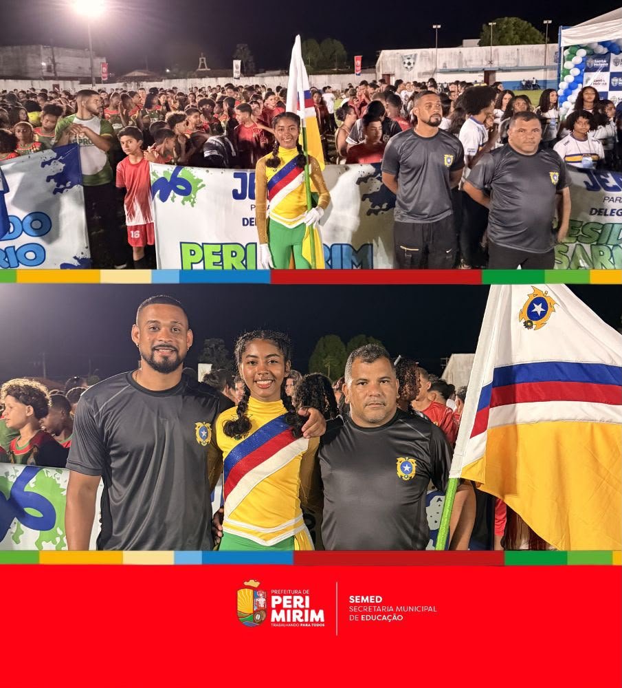 Momento do acendimento da tocha na abertura dos JEMS 2026